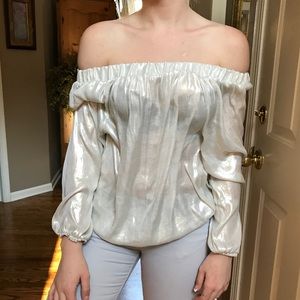 Pearl off the shoulder top.